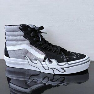 Vans Men's Sk8-Hi Flame Suede / Canvas Sneaker in Cool Looking Black / Grey
